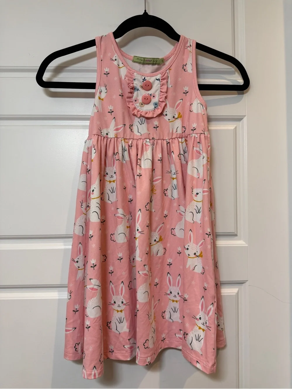 Millie Loves Lily Girls' Sleeveless Pink Bunny Print Dress Size 6